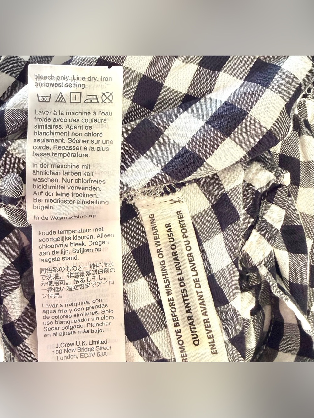 J CREW Gingham Black & White Button Front Size 8 Tie Strap Ruffle Hem Midi Dress - Picture 15 of 16